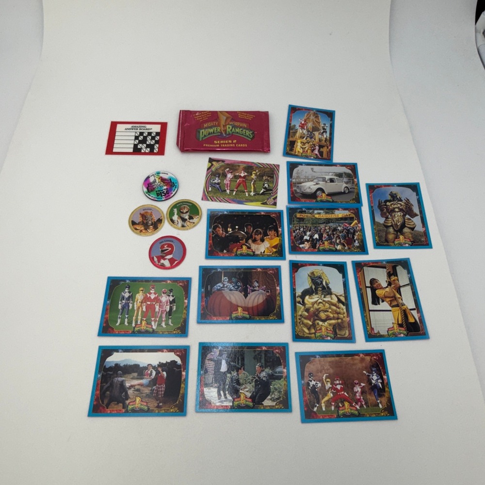 Vintage 1994 Mighty Morphin Power Rangers Series 2 Trading Cards & Pogs Lot